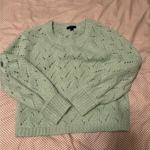 J. Crew Light Green Eyelet Sweater